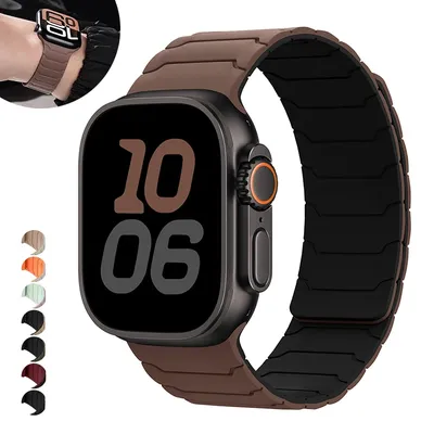 Magnetisches Silikonarmband für Apple Watch Band Ultra 2 49 mm 44 mm 45 mm Armband für Iwatch Serie 9 8 7 6 SE 5 4 38 42 mm 44 mm 40 mm Image