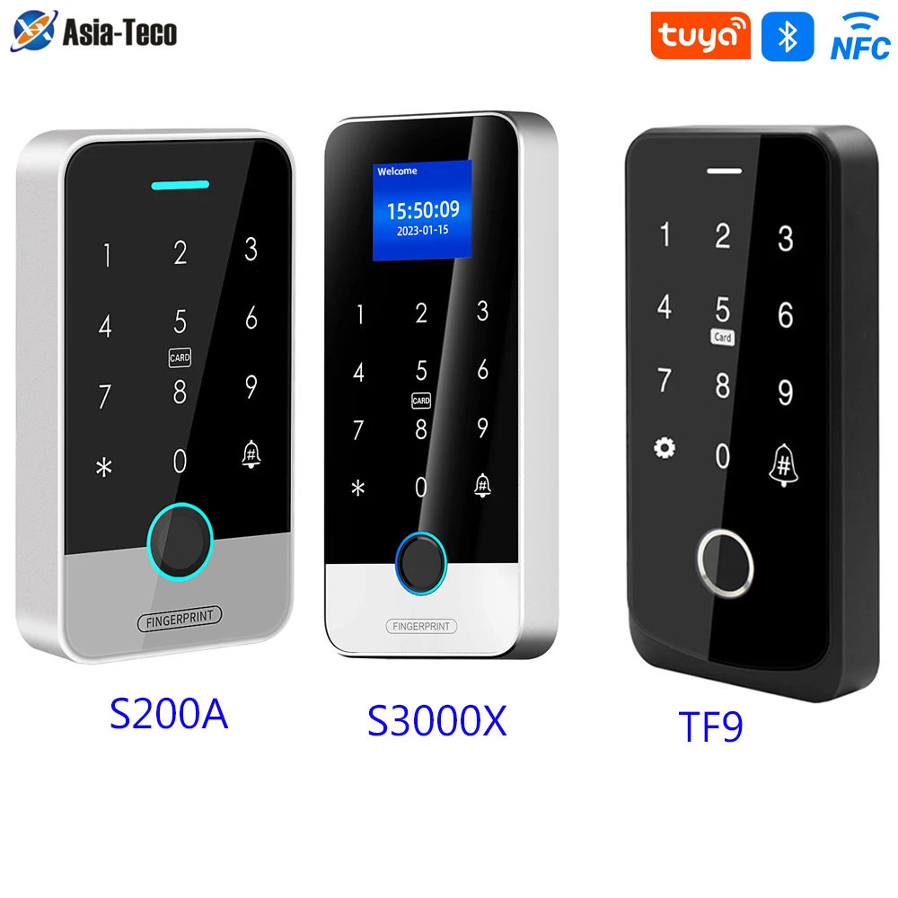 Bluetooth Tuya APP Fingerprint Access Controller Standalone RFID Tastatur Touch Tastatur 13,56 Mhz Türöffner System Wasserdicht Image