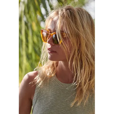 Decker Polarized Square Sunglasses at Free People in Amber