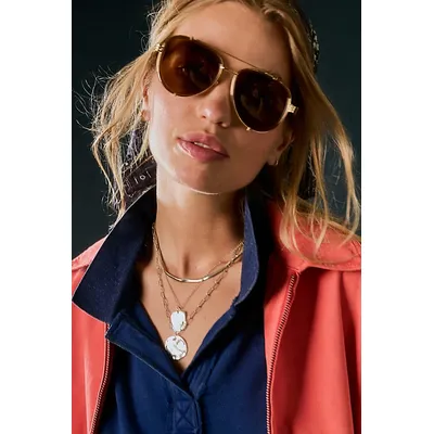 Wesley Oversized Aviator Sunglasses at Free People in Espresso/Gold