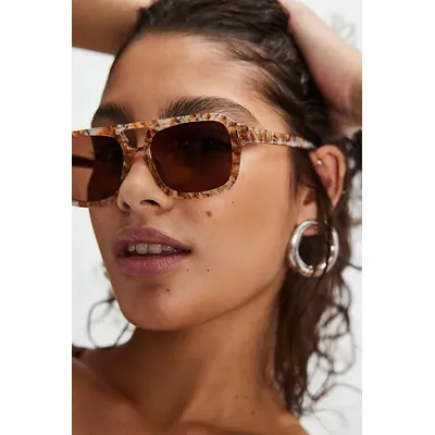 Royal Polarized Aviator Sunglasses at Free People in Latte/Cocoa