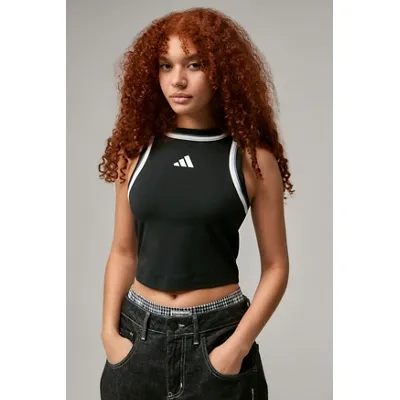 adidas Black Crop Tank Top - Black M at Urban Outfitters