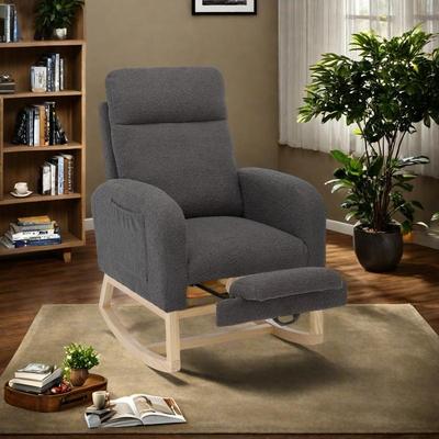 Teddy Fabric Rocking Chair with Side Pocket