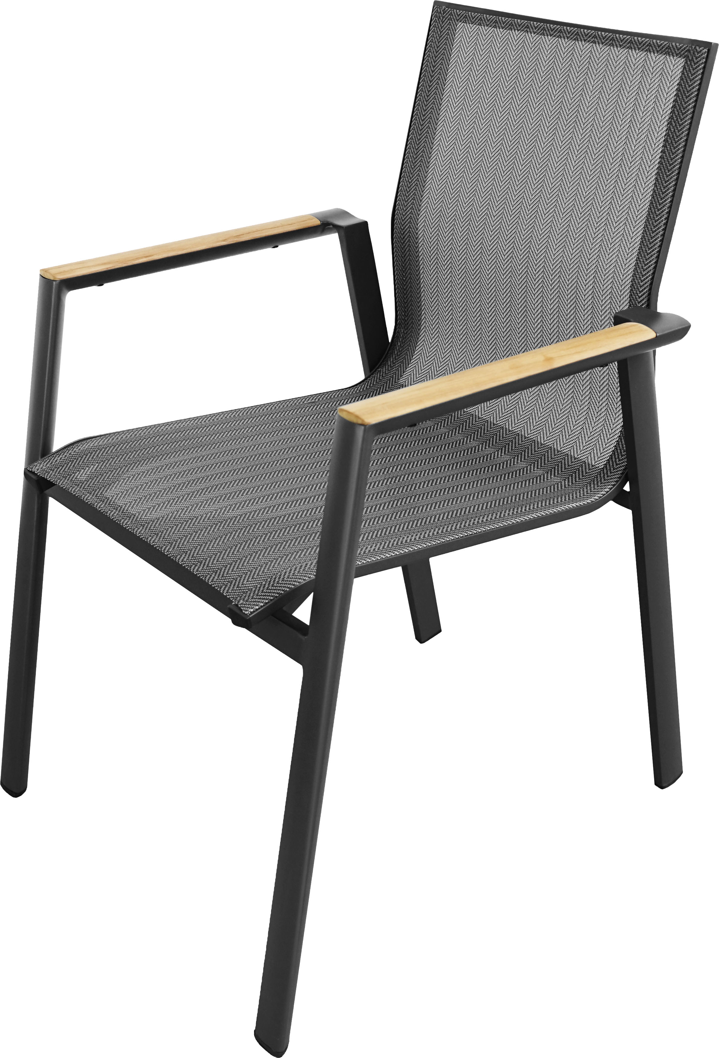 Gartenstuhl BEST "Rhodos", grau (anthrazit), B:57,5cm H:88cm T:67cm, Aluminium, Massivholz, Stühle, Outdoor Dining Stuhl