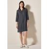 Blusenkleid CECIL, Damen, Gr. S (38), US-Größen, volcanic grau, Stoff, 100% Leinen, unifarben, casual, comfort fit knielang, V-Ausschnitt, 3/4-Ärmel Bündchen, Kleider, knielang