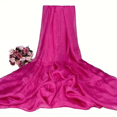 TEMU Elegant Red Chiffon Shawl - Breathable, Windproof, Machine Washable, Ideal For Evening Events & Dancing, Sun Protection, Long Flowing Scarf|elegant Shawl|breathable Fabric, Shawl Scarf Image