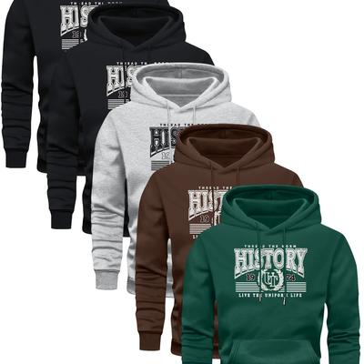 TEMU 5 Hoodie With Fleece For Men, Casual And , Fashionable And Trendy, Sweater With Cap Image