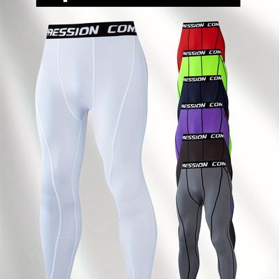 TEMU Pression Con Men's Leggings - Fall/winter Fitness Wear - High Elasticity, Quick Dry, And Pure - Suitable For Outdoor Activities And Workouts - Adult Size Image