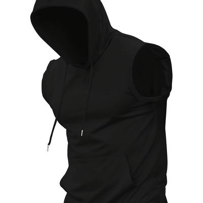 TEMU Men' Color Sleeveless Hoodie Vest For Summer Casual Sports. Image