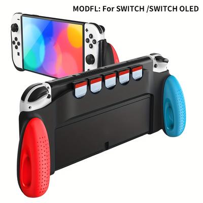 TEMU Lightweight And Shockproof Hard Shell Protective Case For Switch/oled, With 5 Game Card Slots And Comfortable Grip Image