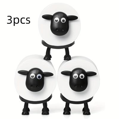 TEMU Sheep Toilet Paper Holder Fun Bathroom Set 3d Printed Black Sheep Toilet Paper Holder Fun Bathroom Decoration 3pcs/2pcs/1pc, Toilet Paper Storage Containe, Toilet Paper Storage Containers Image