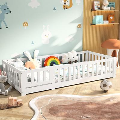 TEMU Ycz Children's Bed, Single Bed 90x200 Cm, Solid Wood Bed Frame With And Slatted Base, Single Bed For Boys And Girls, White, Without Mattress, Zabc Image