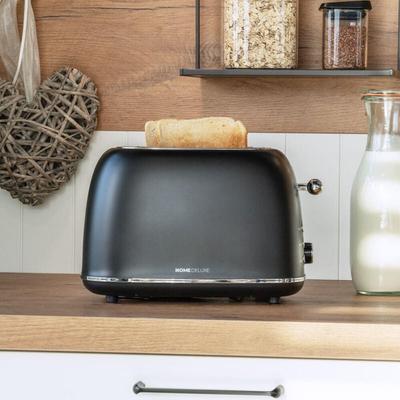 HOME DELUXE Toaster MAJESTIC - Matt Schwarz Retro Optik 6 Rüststufen Abbruch-, Aufwärm,