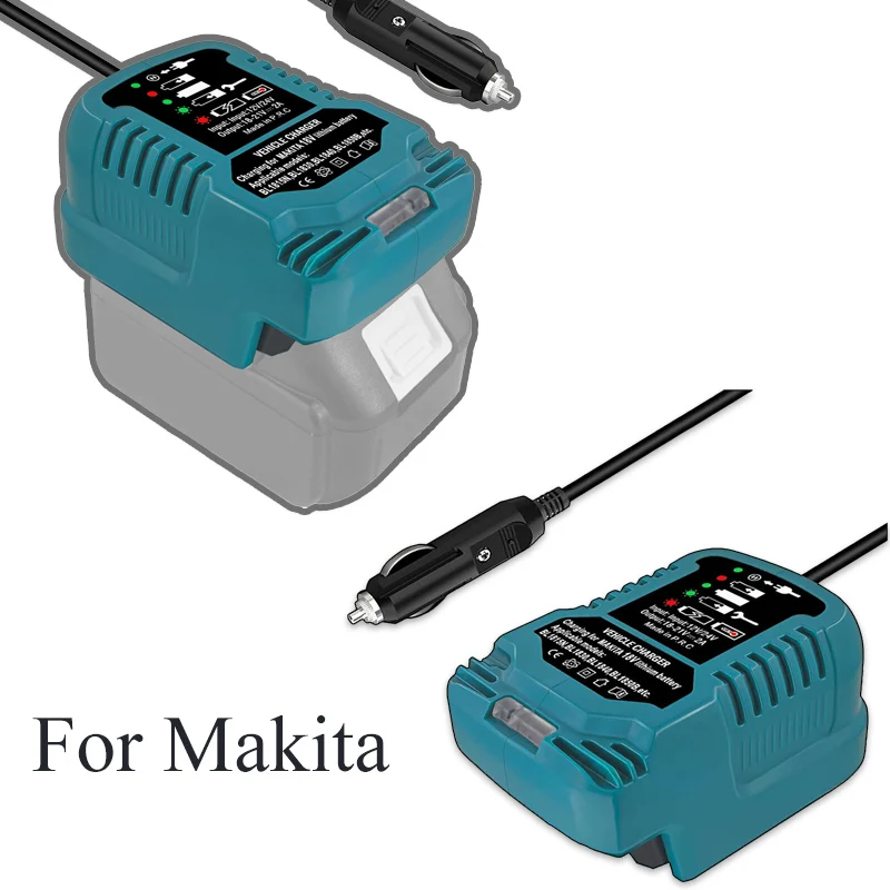 Für Makita Mini Compact Auto Ladegerät 18V LXT Batterie BL1860 BL1830 DC 12V/24V Li-Ion Batterie Zigarette leichter Stecker mit LED Image