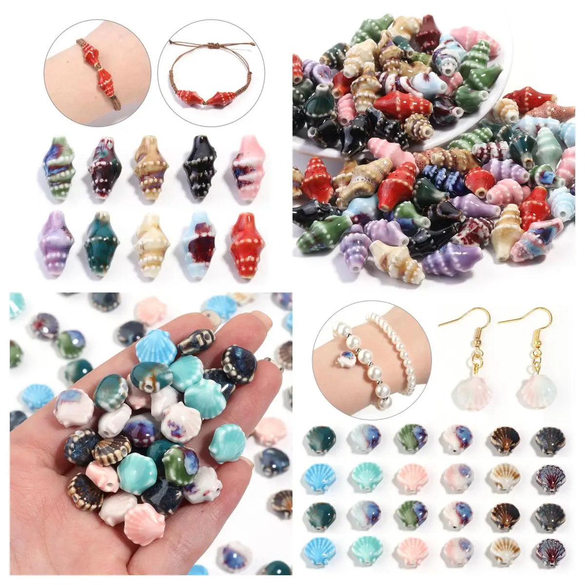 5/6PCS DIY Simulation Shell Conch Gefrieste Handgemachte Keramik Lose Perlen Stilvolle Schmuck Charms Werden Als Halskette Zubehör verwendet Image