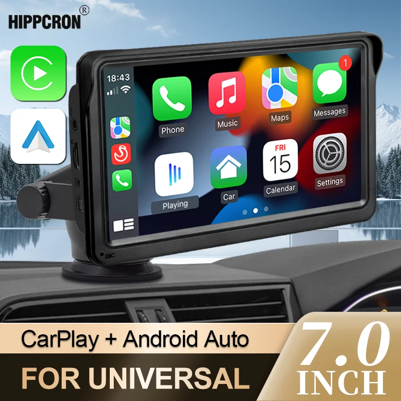 Hippcron 7 Zoll Autoradio Multimedia Video Player Wireless Carplay und Wireless Android Auto Touch Screen Unterstützung Rückfahrkamera Image