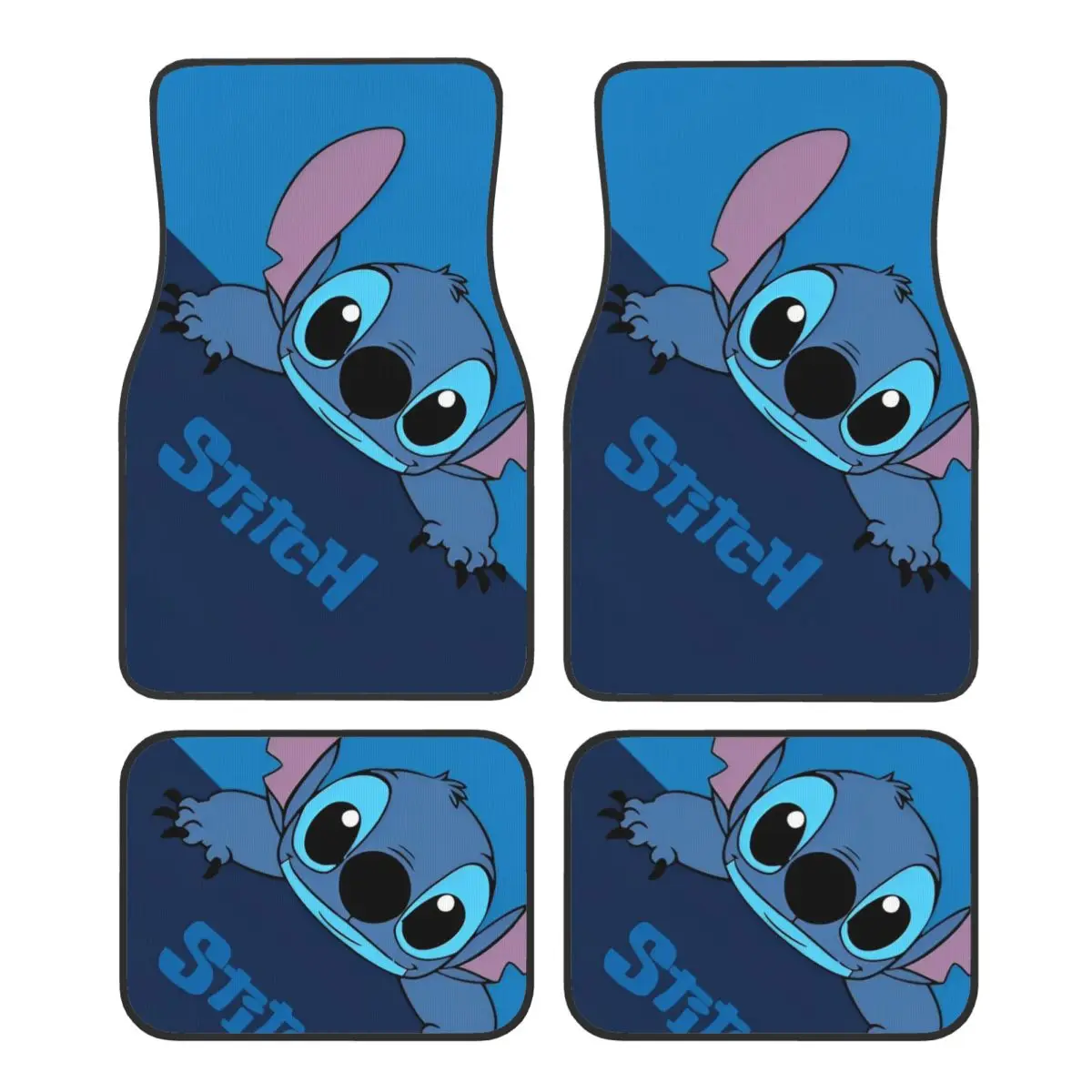 Stitch & Lilo Cartoon Kfz-Fußmatten für Autos, universelle Passform, komplettes Set, rutschfest, für SUV-Limousine