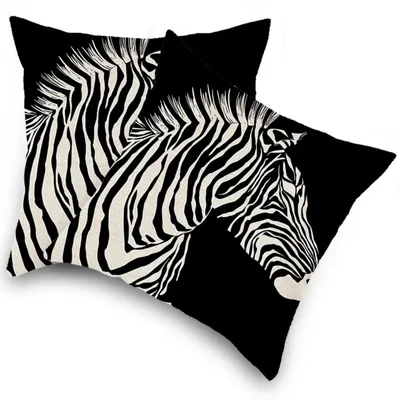 Neuer afrikanischer wilder schwarzer Zebra-Kissenbezug aus verdicktem Leinen, Heimdekoration, Image