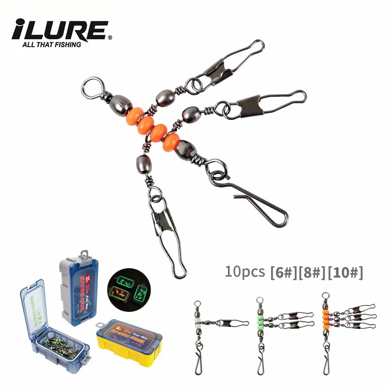 Neu 6er # 8 # 10 # Tintenfisch Jig Locken Wirbel Angeln Lager Roll Wirbel Solide Ring Angeln Stecker Mit Interlock Snap Zubehör Image