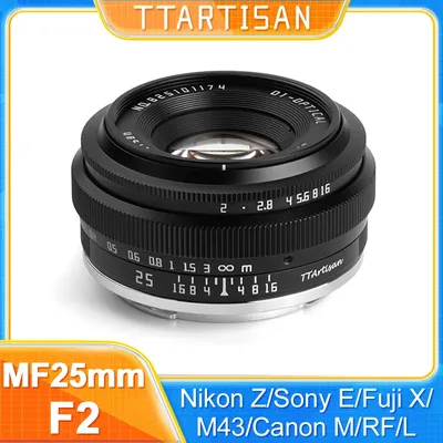 TTArtisan 25mm F2 APS-C Rahmen Manueller Fokus Prime Objektiv für Sony E a6000 a6400 Fuji XT30 XT4 XS10 XM5 Nikon Zfc Z8 Z9 M43 OLYMPUS