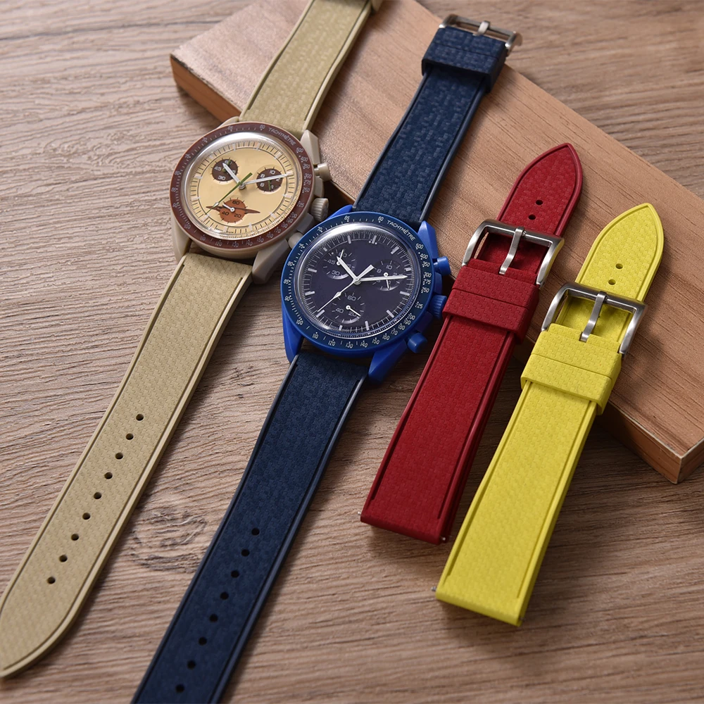 Premium 20 mm 22 mm Schnellverschluss-Uhrenarmband, FKM-Gummi, Taucharmband, weiches, wasserdichtes Armband für Männer und Frauen, Mosaik-Design Image