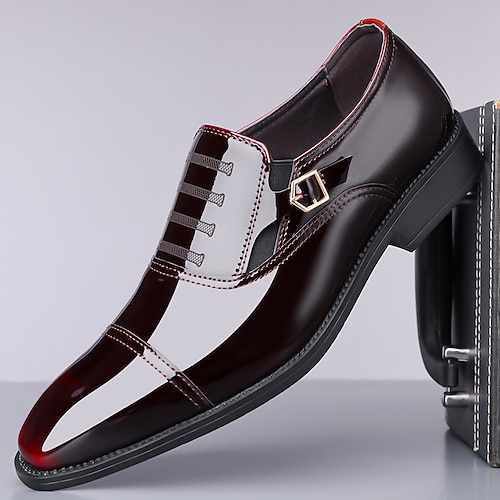 Herrenschuhe - schwarz-weiße Lackschuhe mit Schnalle für Hochzeiten, Galas und Tanzpartys Image