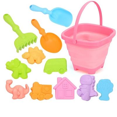 12er-Set zusammenklappbare Sandeimer und Schaufeln für den Strand – Strandspielzeug für Kinder mit Sandformen, Silikon-Sandeimer für unterwegs, für Kinder und Kleinkinder Image