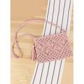 Handgewebte Boho-Umhängetasche für Damen – Vintage-Makramee-Schultertasche mit Quaste für Strandurlaube und lässige Outfits, Farbe Schwarz, Weiß, Rosa