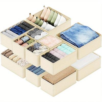 Schubladen-Organizer für Kleidung, 12er-Pack Kommoden-Organizer-Behälter fürs Kinderzimmer, Schrankorganisation und Aufbewahrungsteiler für Kleidung, Babykleidung, Unterwäsche, Socken Image