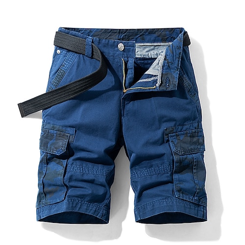 Herren Cargo-Shorts Shorts mit Camouflage-Muster Shorts Sommershorts Reißverschluss Mehrere Taschen Klappentasche Einfach Tarnung Komfort tragbar Knielang Outdoor Sport Täglich Mode Lässig Wein Blau Image