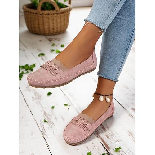 Damen-Mokassin-Loafer mit Quasten – weiche Slip-On-Casual-Fahrerschuhe für Frühlingsoutfits und Komfort zu Hause Image