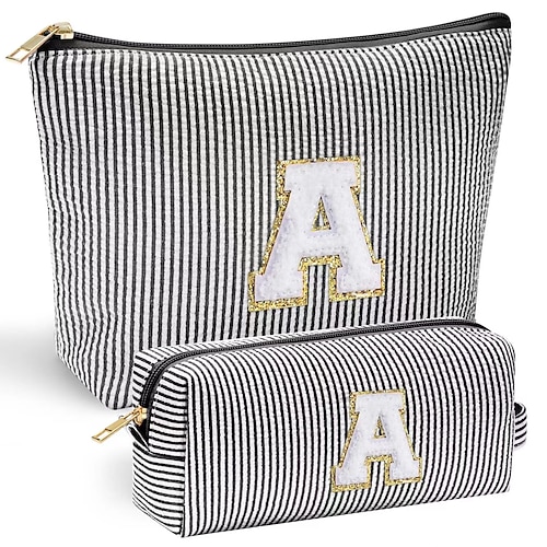 2 Stück personalisierte Make-up-Taschen mit Initialen für Frauen, Kosmetiktasche für Reise-Kulturbeutel, Muttertagsgeschenk für Mama, wichtige Geschenke für Mädchen, Geschenke für Teenager-Mädchen, Image