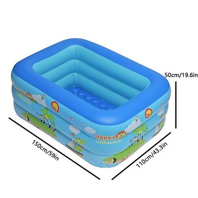 Aufblasbares Schwimmbecken mit oberem Ring, PVC-Planschbecken in Familiengröße mit mehreren Komponenten – Stromloses Schwimm- und Spielbecken für zu Hause mit verdicktem Marine-Bällegruben-Design Image