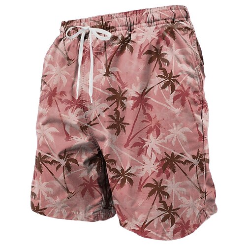Herren Kokospalme Farbverlauf Tropische Pflanzen Badeshorts Boardshorts Mittlere Taille Hawaiianisch Strandurlaub Seitentaschen Netzfutter Elastischer Kordelzug in der Taille Designer Bekleidung Image