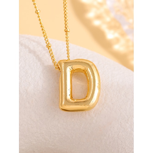 Vergoldete Halskette mit Blasenbuchstaben-Anhänger – personalisierter Charm-Schmuck mit 26 Buchstaben für Frauen und Mädchen – trendiger minimalistischer Stil für Geburtstage, Schulabschlüsse oder den Alltag Image