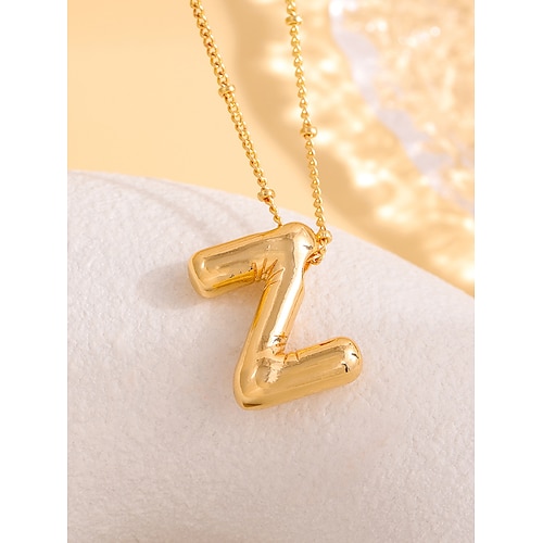 Vergoldete Halskette mit Blasenbuchstaben-Anhänger – personalisierter Charm-Schmuck mit 26 Buchstaben für Frauen und Mädchen – trendiger minimalistischer Stil für Geburtstage, Schulabschlüsse oder den Alltag Image