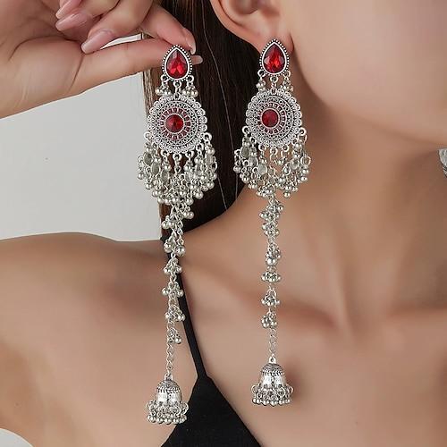 Mode persönlichkeit micro diamant ohrringe retro frauen lange luxus ohrringe glocken quaste ohrringe