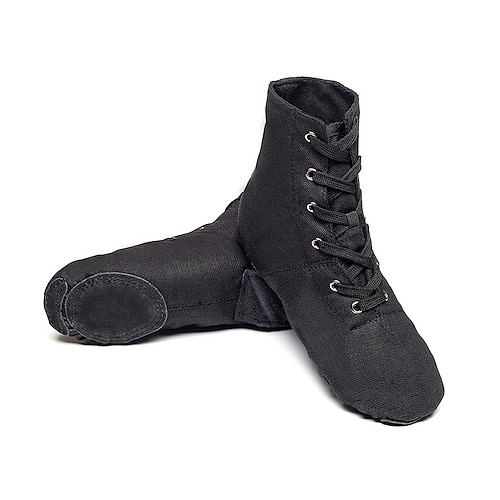 Damen Kinder Tanzschuhe Weiche Sohle Schnürstiefeletten aus Canvas Leicht und Flexibel für Jazz, Ballett und Performance Image