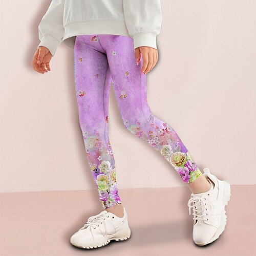Mädchen 3D Blumen Hose Leggings Frühling Herbst Niedlich Basic Kinder 4-12 Jahre Outdoor Lässig Täglich Normale Passform Image