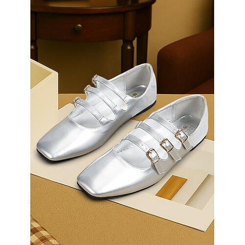 Damen-Mary-Jane-Schuhe im Vintage-Stil der 1930er aus rotem Lackleder mit dreifachen Schnallenriemen – klassische Retro-Abendschuhe für Partys und den Alltag Image
