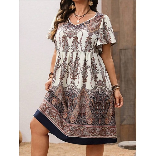 Damen Minikleid Freizeitkleid Blumenkleid Sommerkleid Boho-Kleid Mode Modern Täglich Strand Wochenende Normale Passform Blumen Kurzarm V Ausschnitt Blau Schwarz Weiß Königsblau Sommer Image