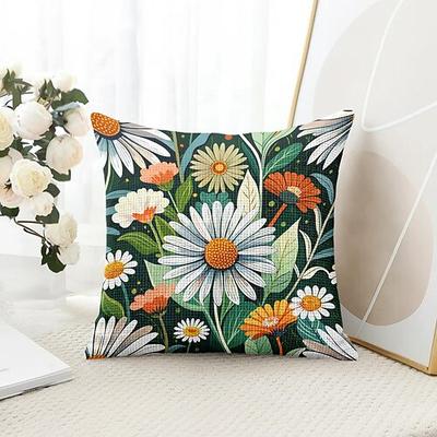 Sommerblumen Gänseblümchen Dekorative Wurfkissenbezug 1PC Weicher quadratischer Sofakissenbezug Kissenbezug für Schlafzimmer Wohnzimmer Sofa Stuhl Image
