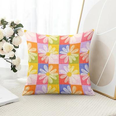 Farbenfrohe Margerite Dekorative Wurfkissenbezüge 1PC Weiche Quadratische Sofakissenhülle Kopfkissenbezug für Schlafzimmer Wohnzimmer Sofa Stuhl Image