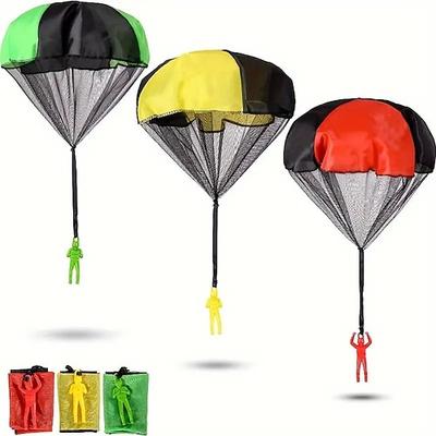 6 lebendige Fallschirmspielzeuge für Kinder – bunte, langlebige Fallschirme aus Kunststoff mit Netzdach zum Spielen im Freien, ideales Osterkorbgeschenk für Jungen Mädchen im Alter von 3-10 Image