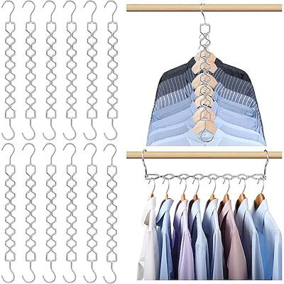 6er-Pack platzsparende Kleiderbügel, strapazierfähig, 13,6 kg Tragkraft, magischer, zusammenklappbarer Kleiderbügel-Organizer aus Metall mit 360°-Drehhaken, Schrank-Organizer, Aufbewahrung von Image