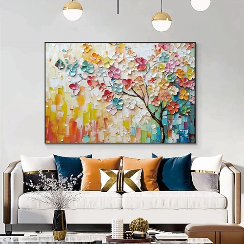 reines großes handgemaltes Blumenölgemälde handgemaltes Wildblumengemälde handgemachte 3D-Textur blühendes Blumengemälde auf Leinwand zusätzliche Flora-Malerei Wandkunst botanische Malerei Image