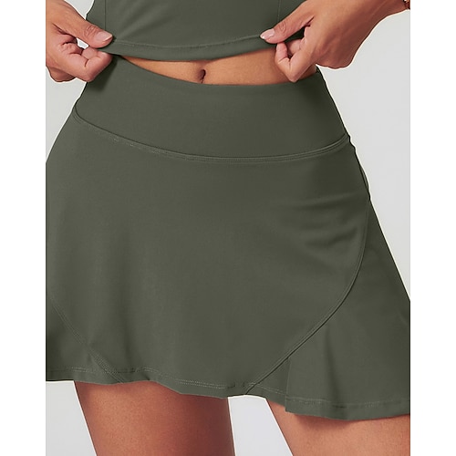 Damen Einfarbig Lässiger Rock Tennisröcke Tennisröcke mit Shorts Plissiert Feuchtigkeitsableitend Tennis Golfspiel Pickleball Unterteile Schwarz Weiß Rosa Tennisbekleidung Image