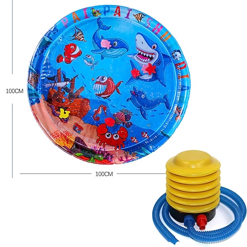 1 rundes Splash Pad mit weißem Hai fördert die Aktivität und sensorische Entwicklung beim Liegen Splash Pad Image
