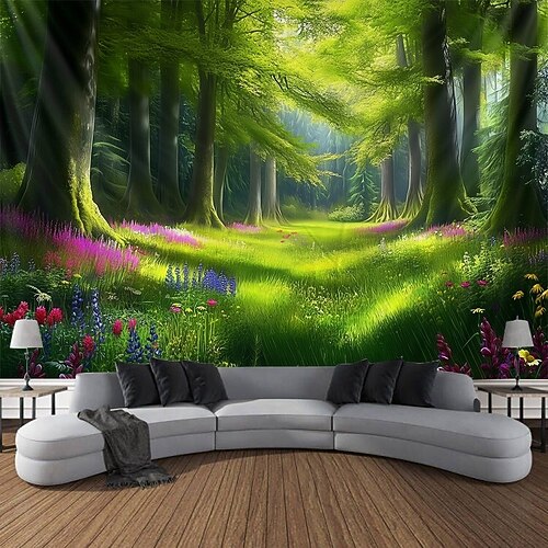 Landschaft Wald Hängender Wandteppich Wandkunst Großer Wandteppich Wandbild Dekor Fotografie Hintergrund Decke Vorhang Heim Schlafzimmer Wohnzimmer Dekoration Image