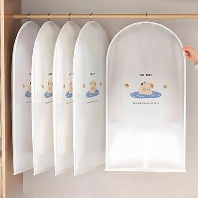 5er-Pack platzsparende Kleidersäcke zum Aufhängen mit selbstkomprimierendem Reißverschluss, Staubschutzhülle für Mäntel und Daunenjacken, Kleider-Organizer mit transparentem Fenster Image